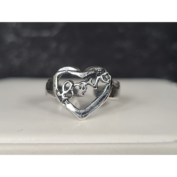 925 Sterling Silver Love Heart Shaped Toe Ring, Size US 1.5 Vintage - Picture 2 of 10
